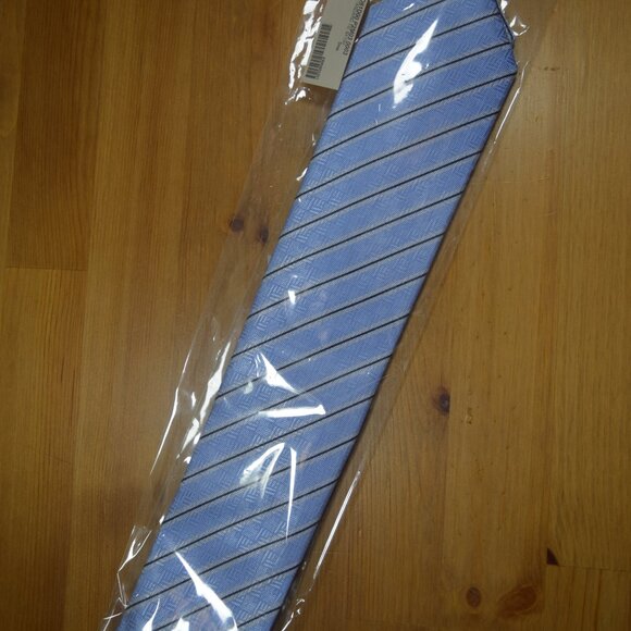 $450 Brioni Baby Blue White Regimental Geometric Silk Tie Handmade in Italy - Picture 4 of 16